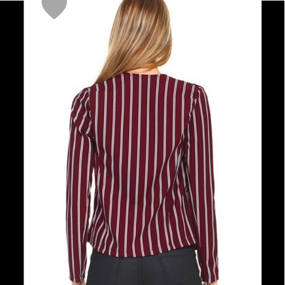 Burgundy striped stretch blazer - Picture 3 of 3